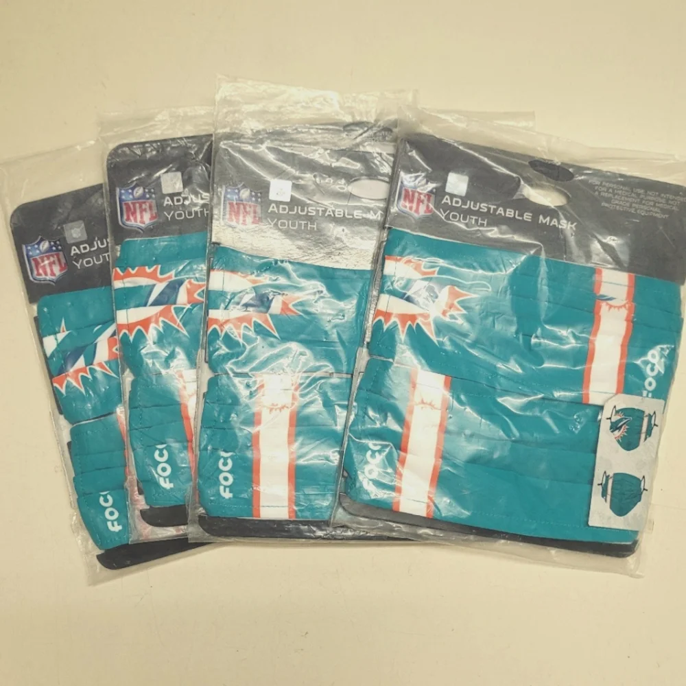 New Miami DolphinsNFL Youth Adjustable Face Masks Lot Of 4